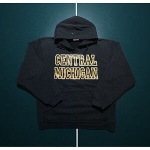 Vintage Central Michigan Hoodie Sweatshirt Men's Medium Black Maroon 90s USA‎